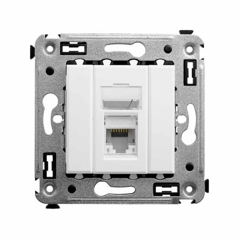 Розетка компьютерная RJ-45 категория 6 - 2 модуля. Цвет Белое облако. DKC серия Avanti. 4400293