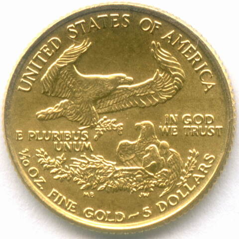 5 долларов 1993 год. США. Золотой орел. Золото UNC