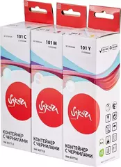 Набор чернил Sakura SIC13T03VBA (101 C, M, Y) для Epson EcoTank L4150, L4156, L4160, L4250, L4260, L4266, L6160, L6170, L6176, L6190, L6260, L6270, L6276, L6290, водорастворимый тип,  (голубой, пурпурный, желтый), 3 шт в наборе.