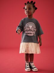 Платье для девочки Next E54-817, Темно-серый, Розовый