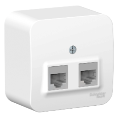 Розетка накладная двойная компьютерная RJ45, кат.5E. Цвет Белый. Schneider Electric Blanca. BLNIA045451