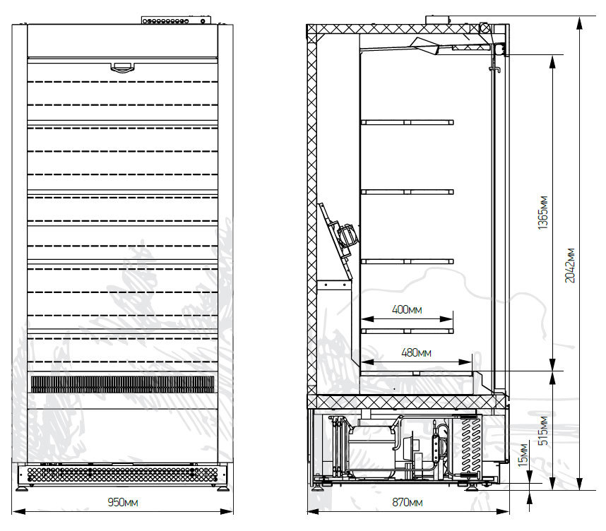 Витрина кондитерская Марихолодмаш Veneto VSp-0,95