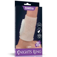 Белая вибронасадка на пенис Knights Ring с пупырышками - 