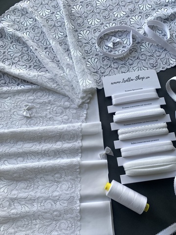 Кружево эластичное белое 35 см, Китай