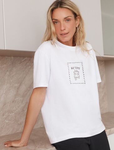 Футболка с принтом свободная эластичная из премиального хлопка  D49.136 (130744)