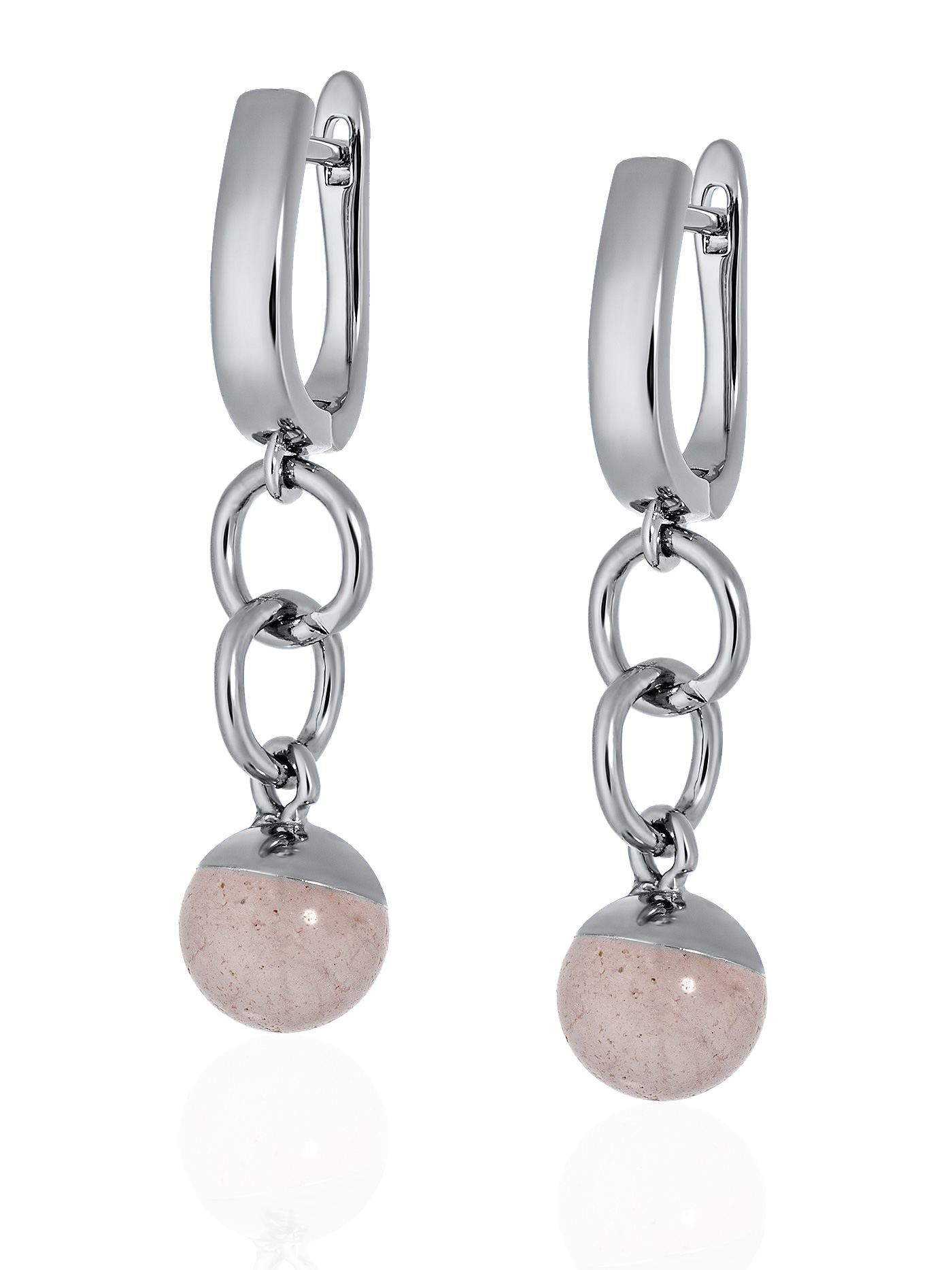 Длинные серьги с розовым кварцем