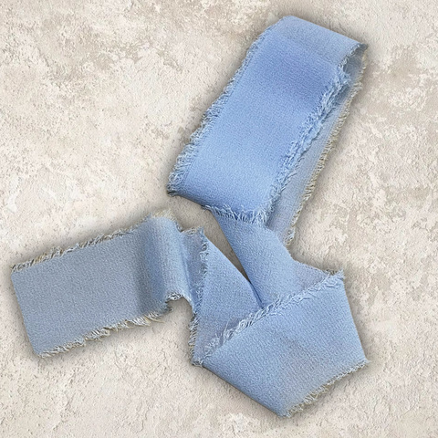 Шифоновая , шебби лента , 4см ширина , цвет светло-голубой, 1м