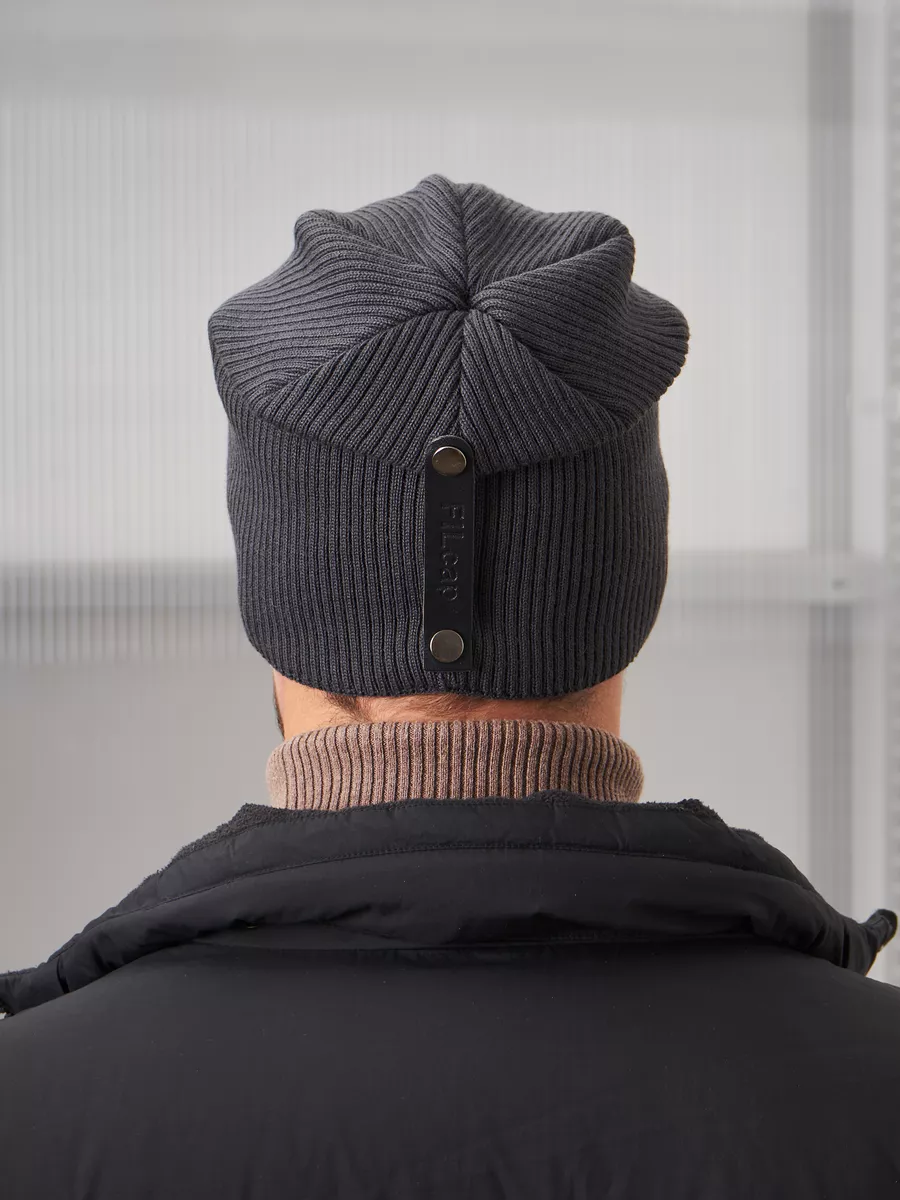 Шапка зимняя на флисе вязаная бини