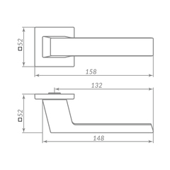Ручка раздельная Punto (Пунто) K.ARC.Q52.DIPLOMAT GR-23 графит (комплект на одну дверь)