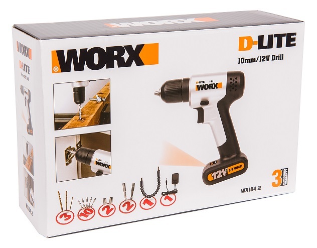 Шуруповерт аккумуляторный WORX WX104.2 12В, 1,5 Ач, ЗУ 1А, аксессуары, коробка