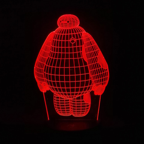 3D светильник с пультом Город героев Беймакс