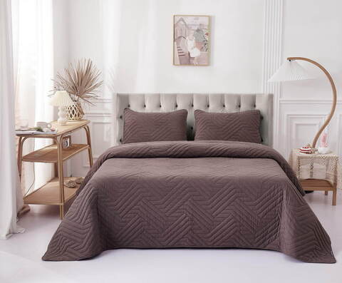 Покрывало 230х250 и 2 наволочки 50х70 Sofi De MarkO Мориц коричневое