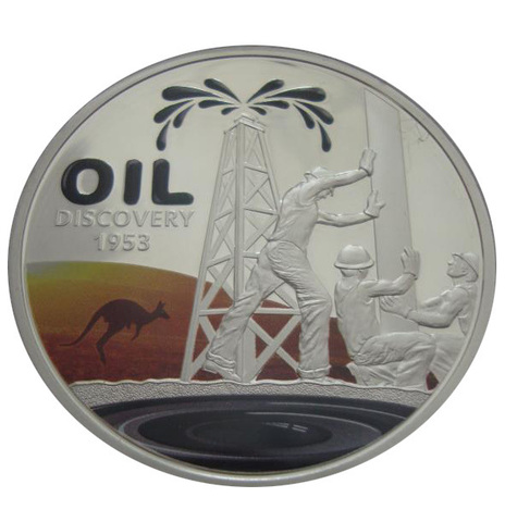 Ниуэ 1 доллар 2013 Открытие нефти в Австралии 60 лет Буровая вышка СЕРЕБРО