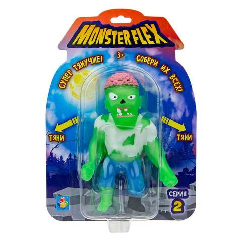 Monster Flex тянущийся монстр «Зомби» 1Toy 2 серия (светится в темноте)