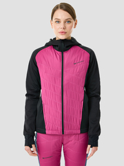 Премиальная куртка для лыж и зимнего бега Nordski Hybrid Hood Black/Fuchsia женская