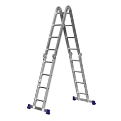 СИБИН ЛТ-44, 4 x 4 ступени, алюминиевая, четырехсекционная лестница-трансформер (38852)