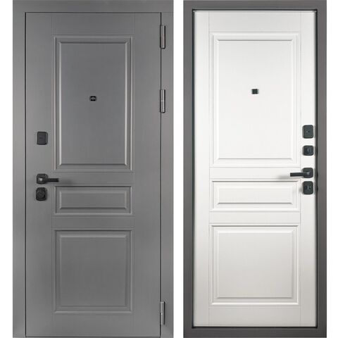 Дверь входная металлическая Неаполь Графит - Белый матовый