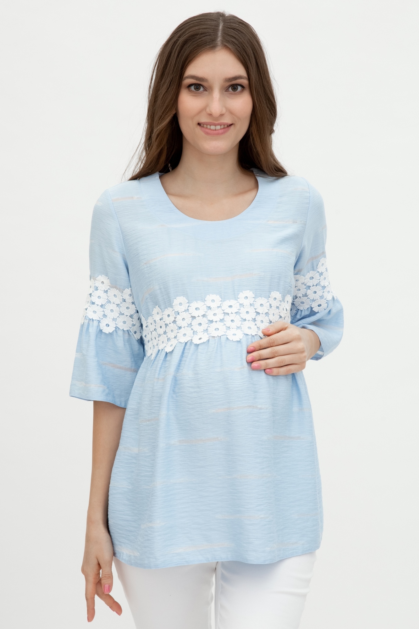 Блузка для беременных 09583 светло-голубой
