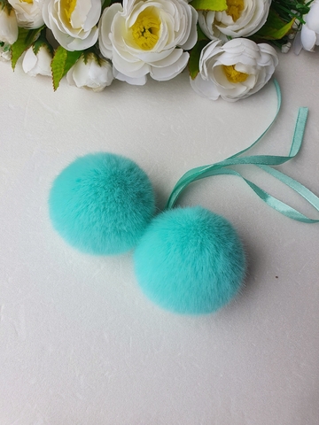 Eco-fur pompoms, 5 cm, color Sundae, 2 pieces