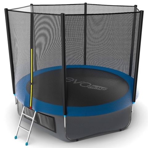 EVO JUMP External 10ft (Blue) + Lower net. Батут с внешней сеткой и лестницей, диаметр 10ft (синий) + нижняя сеть