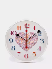 Часы настенные 2524-015 круг d=25см, основание белое "Сердце"