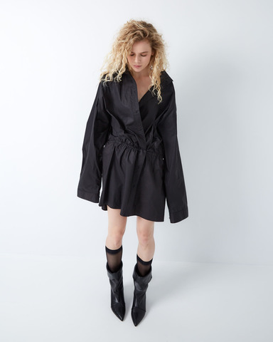 Платье-рубашка объемного кроя из хлопка Макс Мара черный