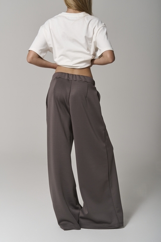 Брюки трикотажные wide leg коричневые