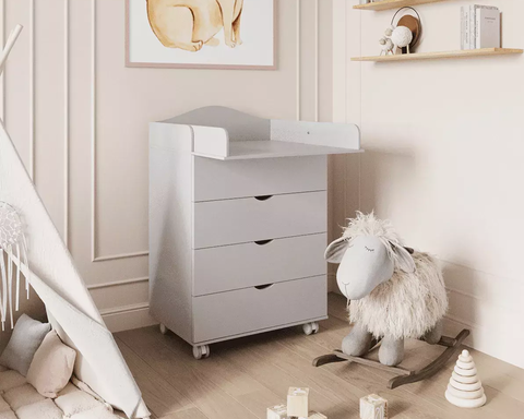 Пеленальным комод VICTORIA Incanto 800/4 (откидной столик) цвет серый