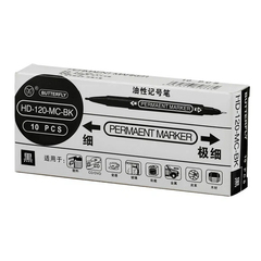 Маркер перманентный, двусторонний, Basir, линер, чёрный, 10 шт