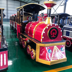 Безрельсовый паровозик «Легенда», 4 вагона, 16 мест — для ТРЦ, с электродвигателем