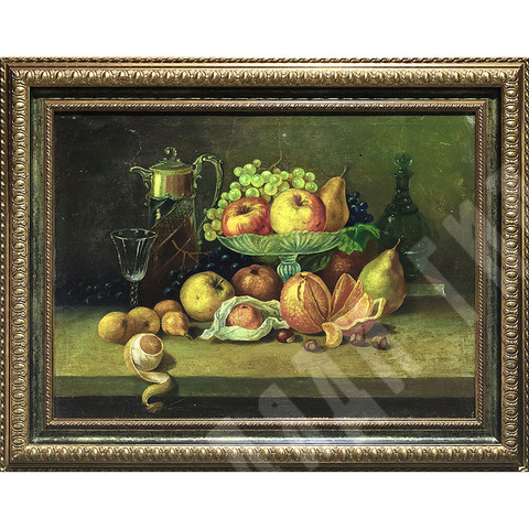 Н/х. Натюрморт с фруктами и графином. Холст, масло. Зап. Европа, к. XIX в.