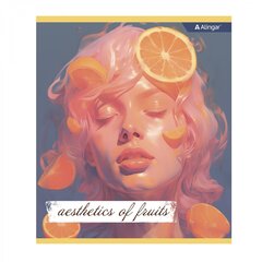 Тетрадь 48л., А5, клетка, Alingar "Аesthetic", скрепка, мелованный картон (стандарт), блок офсет, 4 дизайна в пленке т/у