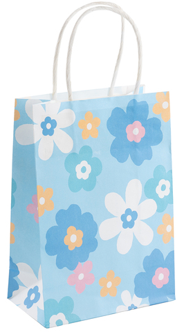 Пакет подарочный S вертикальный, Крафт, Цветочное настроение, Дизайн №2, 15*21*8 см (Д*В*Ш)