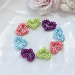 Подвеска Сердце плетёная из бисера, 23*19 мм, салатовый, РК077