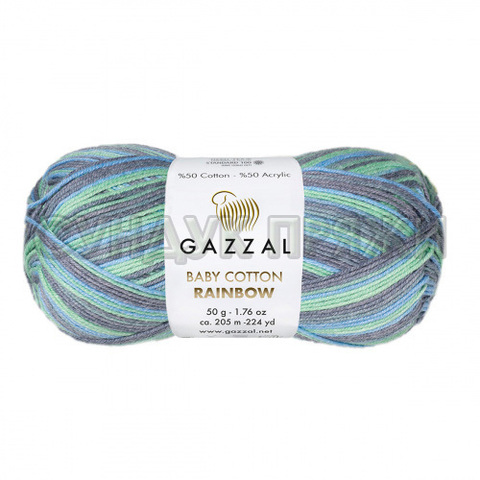 GAZZAL Baby Cotton Rainbow (50% хлопок 50% акрил, 50г/205м)