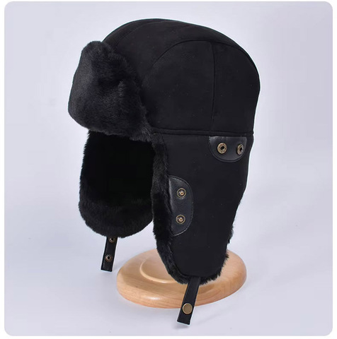 Картинка шапка-ушанка Skully Wear LFM 199_black leather - 7