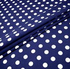 Ткань плательная Кашибо белый горох на тёмно-синем, d 1,2 см