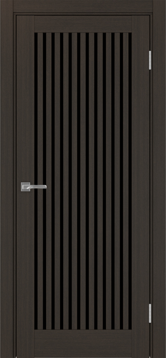 Дверь межкомнатная Оптима Порте Турин 543.2, цвет венге, экошпон, стекло лакобель черное