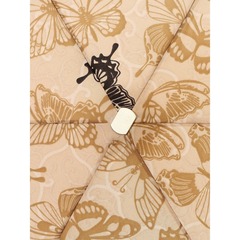 Плоский женский карманный мини зонт Zest бежевый с бабочками