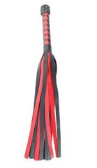 Черно-красная плеть с плетеной ромбовидной ручкой - 58 см. - 