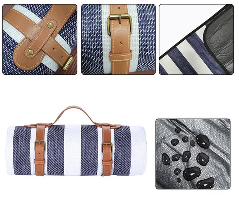Картинка покрывало для пикника Skully WQ-blanket-wp white-blue stripes - 6