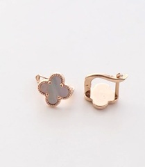 С11-5- Серьги Trendy Gold -клевер из золота с перламутром