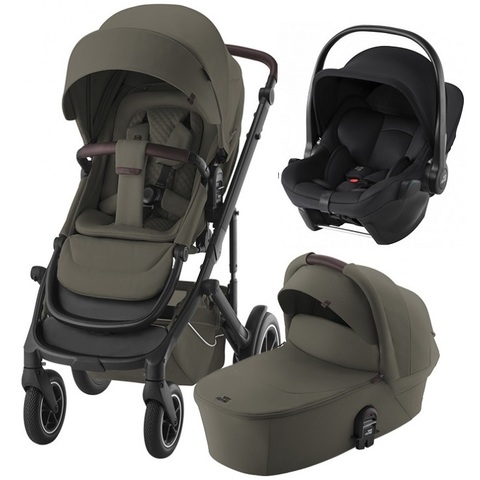 Комплект 3в1 коляска SMILE 5Z LUX, Urban Olive + BABY-SAFE CORE Space Black