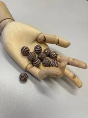 Пуговица обтяжная на металлической ножке (Ткань/металл, 16, Коричнево-бордовая гамма/гусиная лапка)