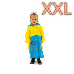 Дождевик детский XXL 120-130 см YA YUE с мишкой жёлто-голубой