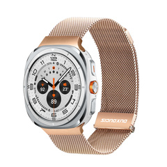 Ремешок из нержавеющей стали золотистого цвета от Dux Ducis для смарт часов Samsung Watch Ultra 47MM, серия Milanese Series (миланская петля)