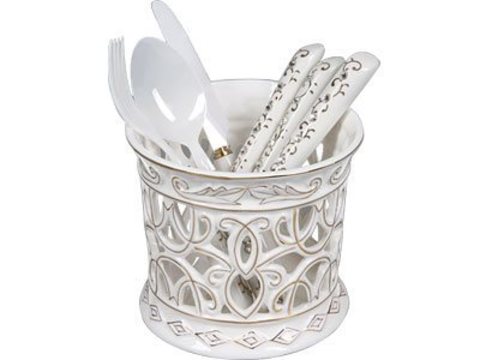 Столовые приборы из керамики с подставкой R0702 Nobile Bianco