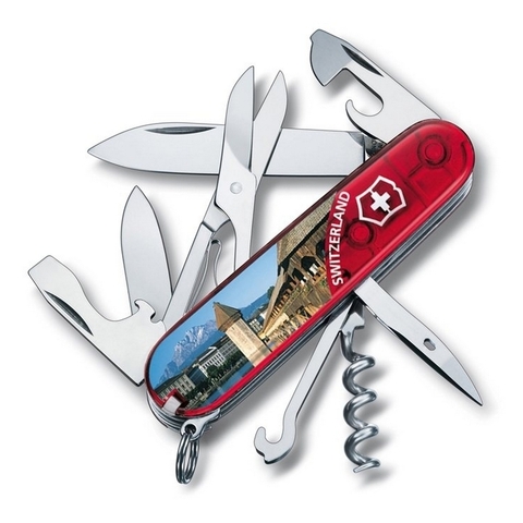 Складной нож Victorinox Climber Luzern из коллекции Piece of Switzerland (1.3703.TE1) 91 мм., 14 функций | Wenger-Victorinox.Ru