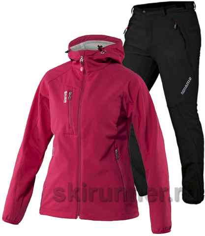 Женский лыжный утепленный костюм 8848 Altitude Snake Cerise Softshell Noname Grassi