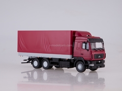 MAZ-6312 flatbed with awning restyling burgundy-gray 1:43 AutoHistory